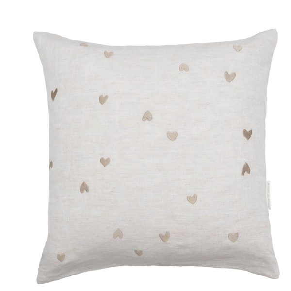 Kissenhülle Cushion Cover 60x60 Naturel all Hearts 100% Linen