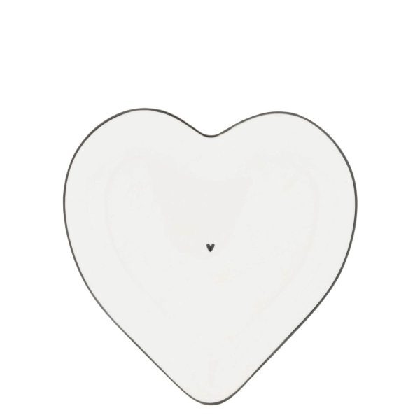 Herzplatte/Heart Plate White/black heart 17.5x18.5cm