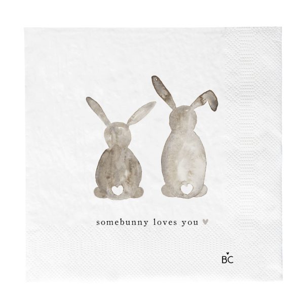 Serviette Napkin White/Somebunny love you 20 pcs. 16,5x16,5cm