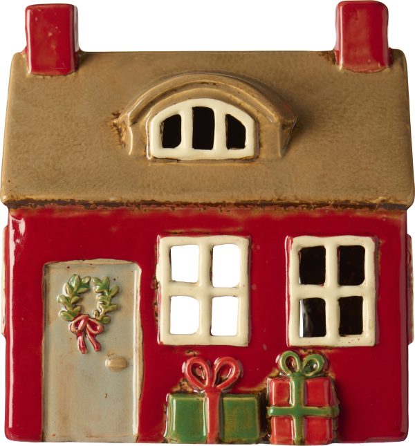 Keramikhaus für Teelicht Stillenat Türkranz und Geschenke
