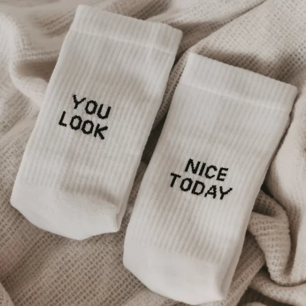 Socken weiß You Look nice today Größe 39-42 – Bild 3
