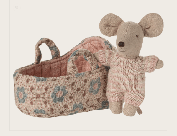 Babymaus in Tragetasche - Rose
