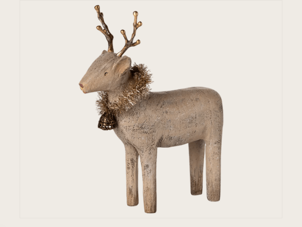 Rentier aus Holz, klein - Natur