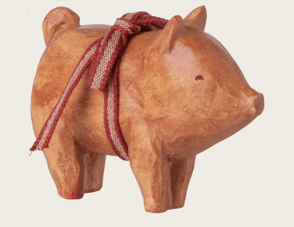 Schwein mit Schleife - Rosa