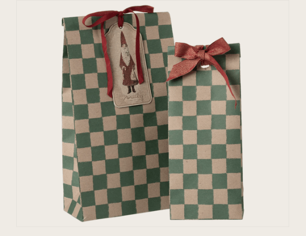 Geschenktüte, 2 ass. medium und klein - Karo - Grün – Bild 2