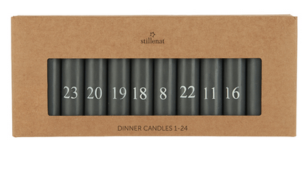 Stabkerzen 1-24-dunkelgrau mit weißen Zahlen