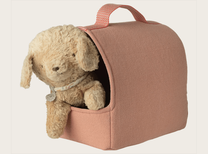 Maileg Welpentasche Klein 2 ass. Koralle und Blau – Tragetasche für Welpen – Bild 2