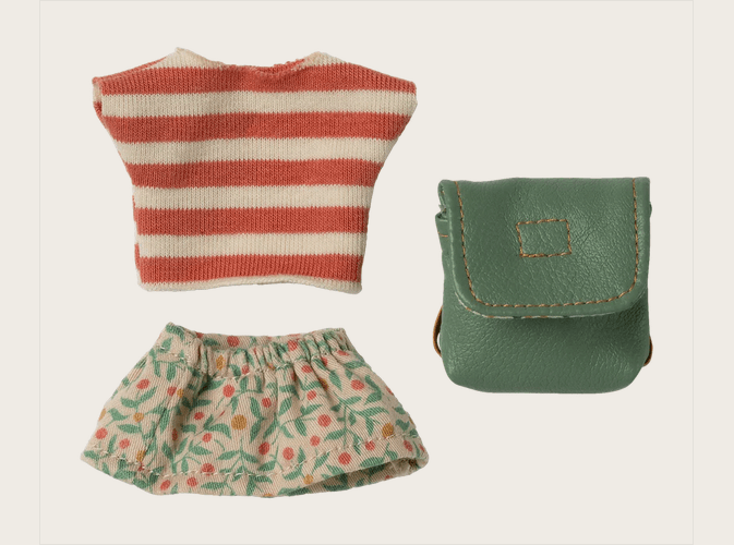 Maileg Kleidung & Tasche Set Grün – Große Schwester/Bruder Maus