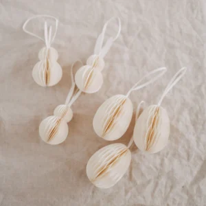 Eulenschnitt Papieranhänger 6er Set oder einzeln, Ostern beige