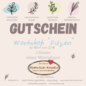 Gutschein - Workshop Filzen