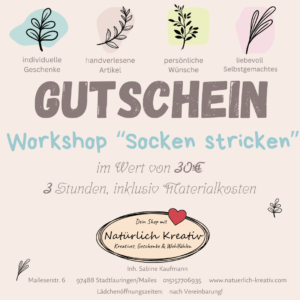 Gutschein - Workshop Socken stricken