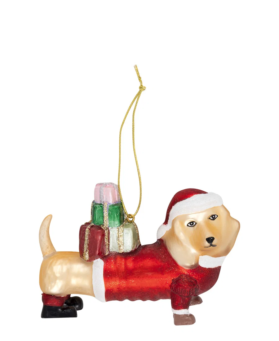 GreenGate Christbaumanhänger „Dackel“ aus Glas (Xmas Dog Glass Ornament)