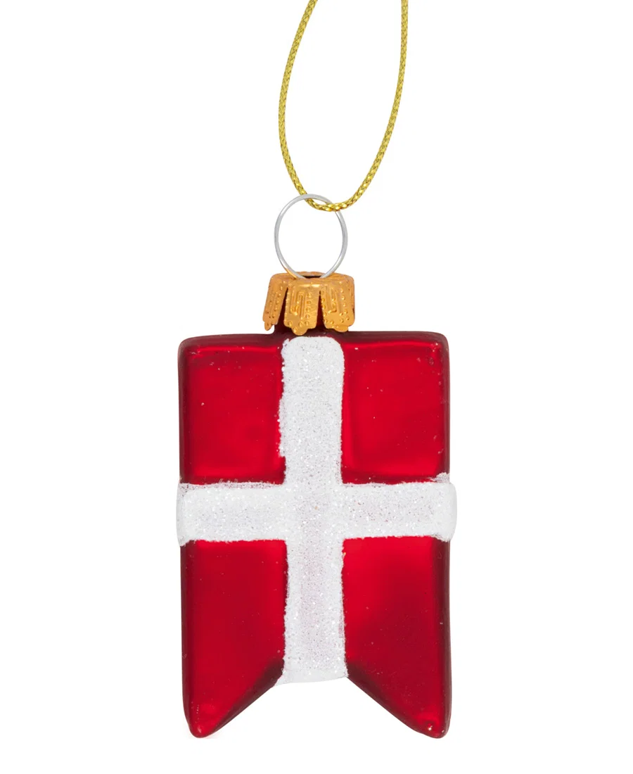 GreenGate Christbaumanhänger „Flagge“ aus Glas (Xmas Flag Glass Ornament)