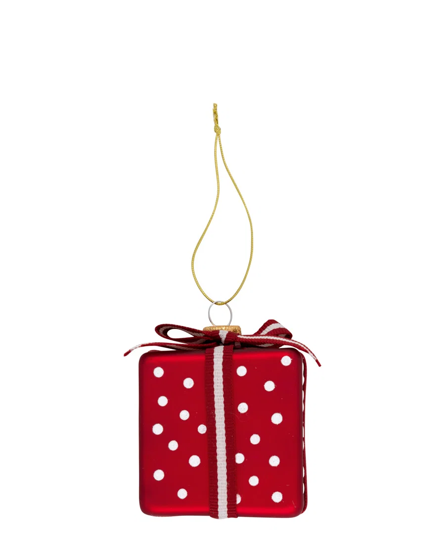 GreenGate Geschenkpäckchen (Gift) aus Glas als Anhänger, Christbaumkugel