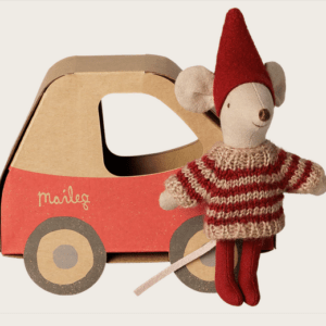 Maileg Weihnachtsmaus-Set: Kleine Schwester & Kleiner Bruder im Auto